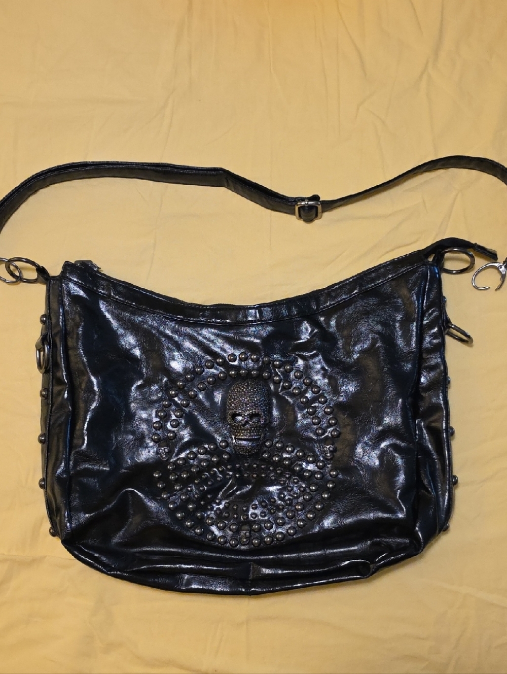 Black Studded Skull Crossbody Bag